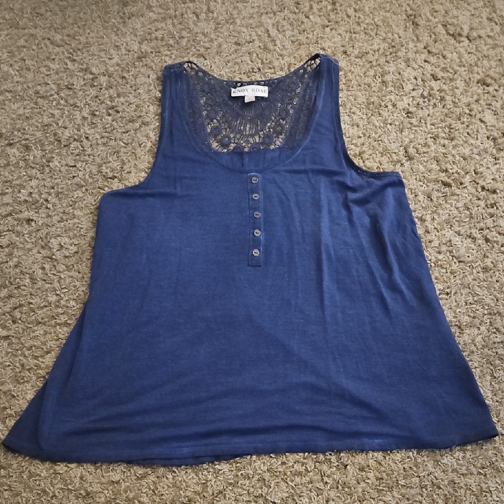 Knox Rose Deep Blue Buttoned Tank Top